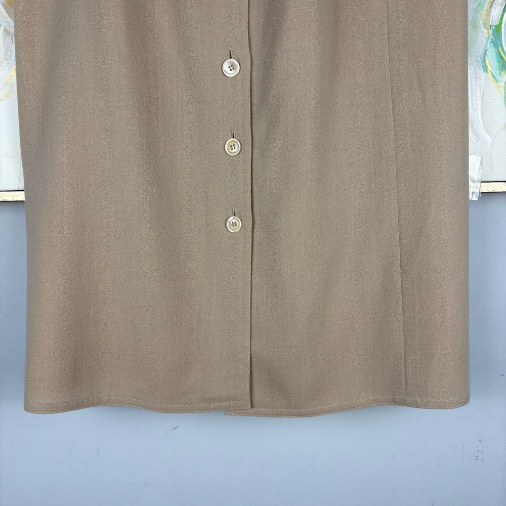 Chloé Beige A-Line Midi Skirt Button Back High Waist Size 42 - Picture 8 of 11